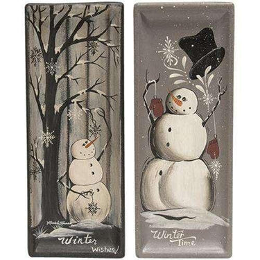Winter Wishes Snowman Tray, 2 Asstd. - The Fox Decor